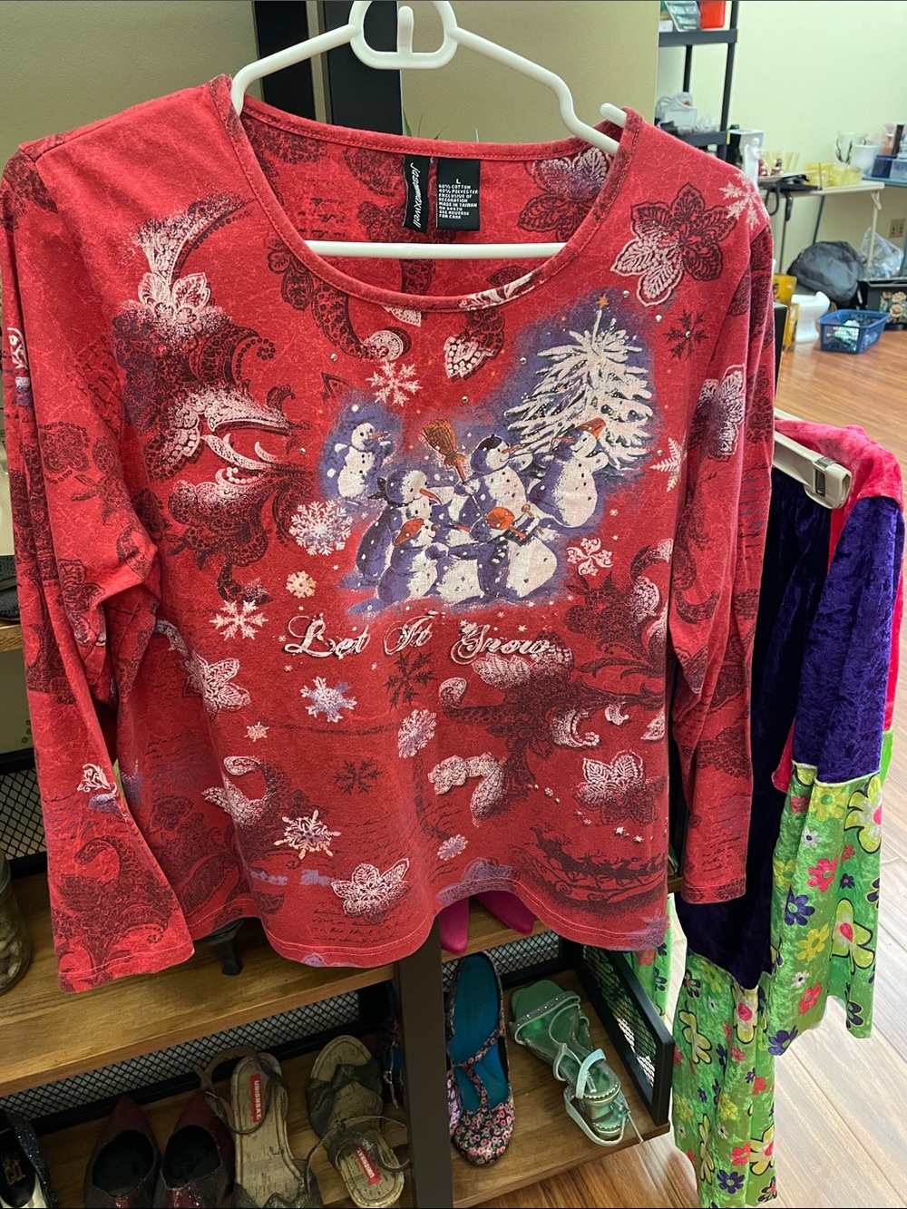 jason maxwell Red Snowman Print Long-Sleeve Tee